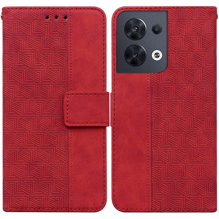 For OPPO Reno8 Geometric Embossed Flip Leather Phone Case