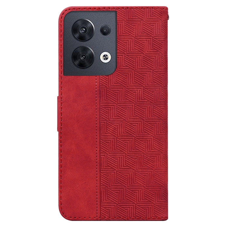 For OPPO Reno8 Geometric Embossed Flip Leather Phone Case