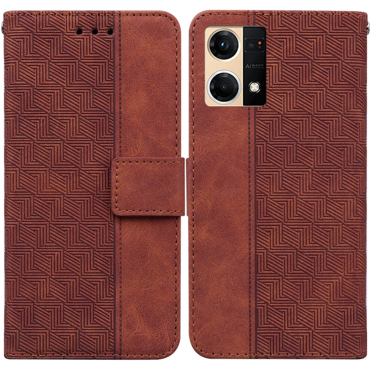 For OPPO Reno7 4G Geometric Embossed Flip Leather Phone Case