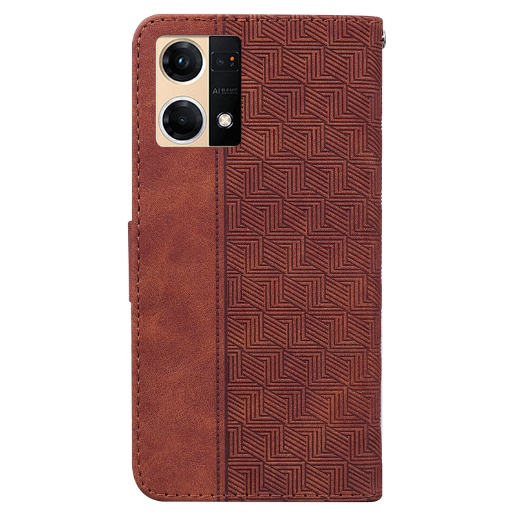 For OPPO Reno7 4G Geometric Embossed Flip Leather Phone Case