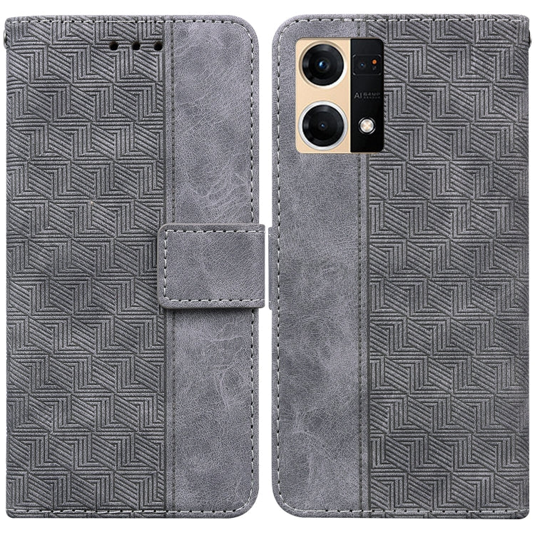For OPPO Reno7 4G Geometric Embossed Flip Leather Phone Case