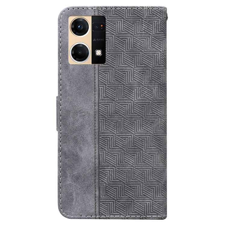 For OPPO Reno7 4G Geometric Embossed Flip Leather Phone Case