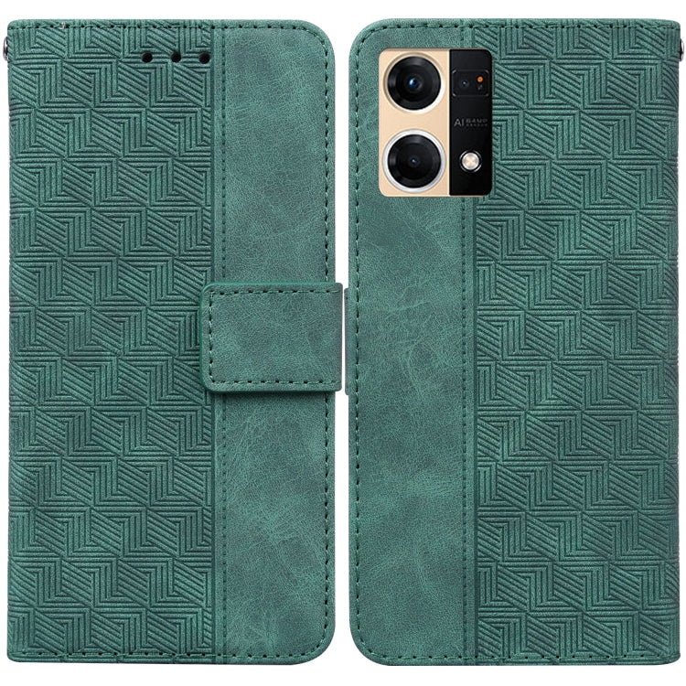 For OPPO Reno7 4G Geometric Embossed Flip Leather Phone Case