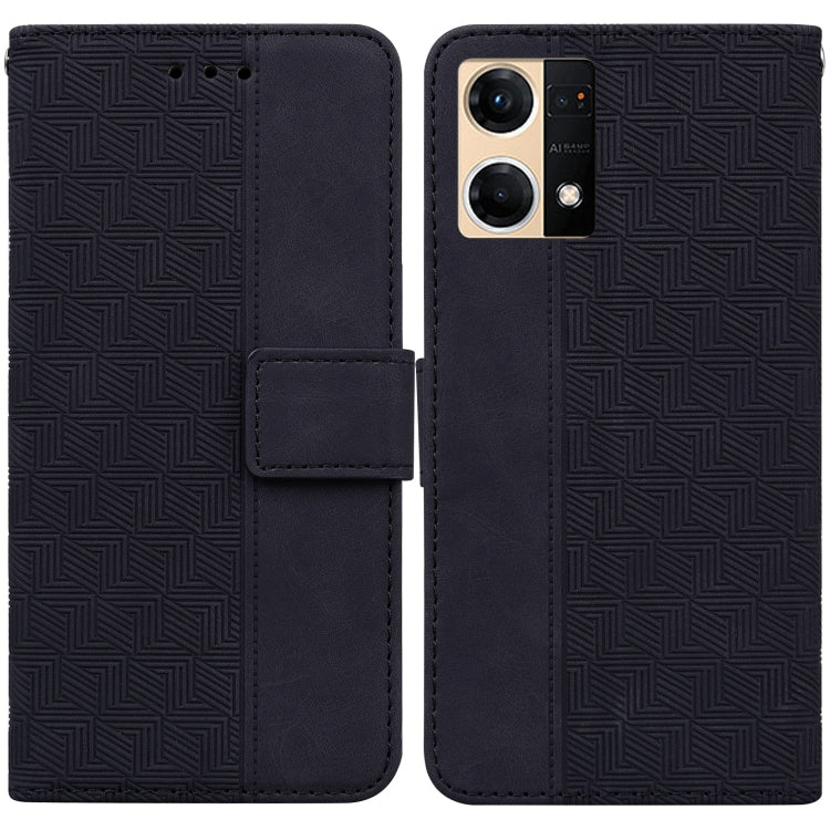 For OPPO Reno7 4G Geometric Embossed Flip Leather Phone Case