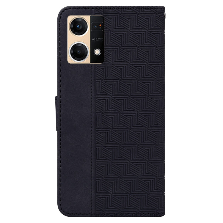 For OPPO Reno7 4G Geometric Embossed Flip Leather Phone Case