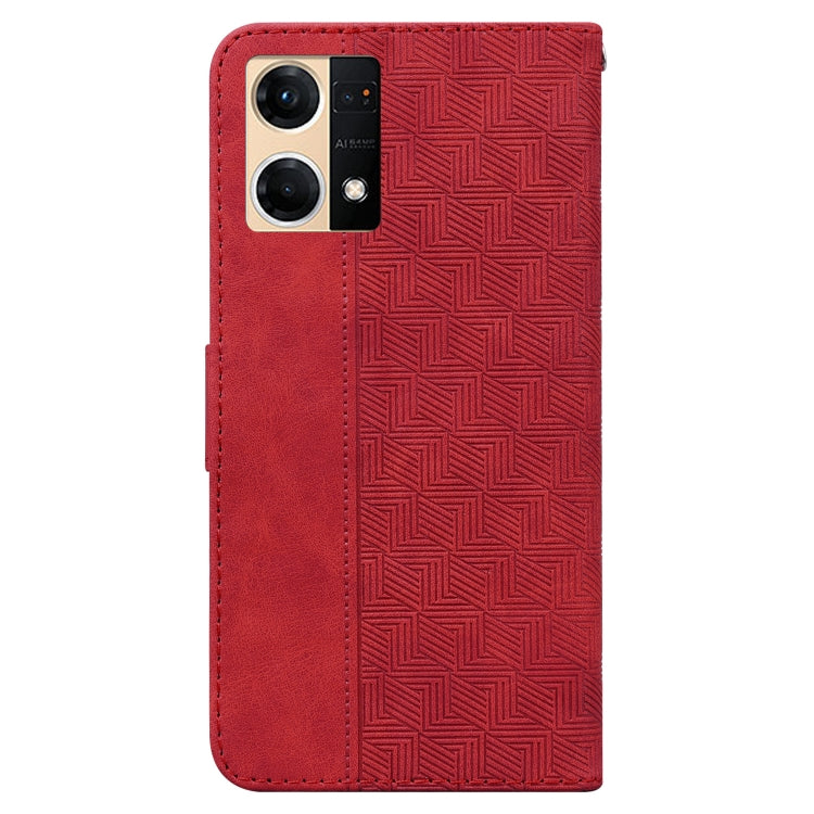 For OPPO Reno7 4G Geometric Embossed Flip Leather Phone Case