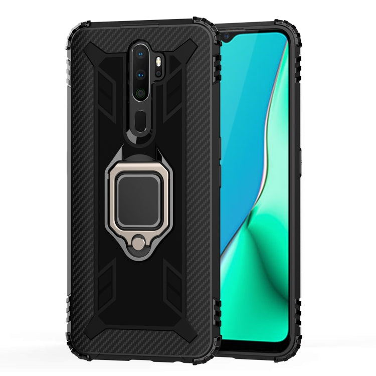 For OPPO A9(2020) / A11X Carbon Fiber Protective Case with 360 Degree Rotating Ring Holder