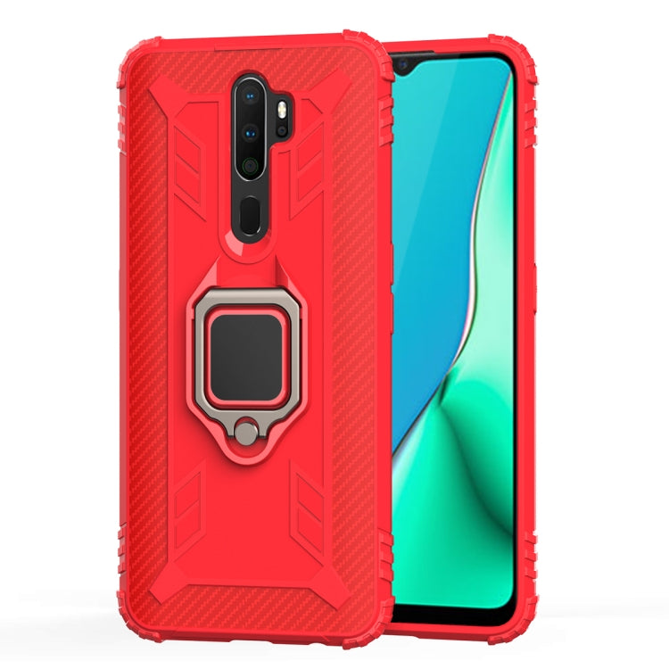 For OPPO A9(2020) / A11X Carbon Fiber Protective Case with 360 Degree Rotating Ring Holder