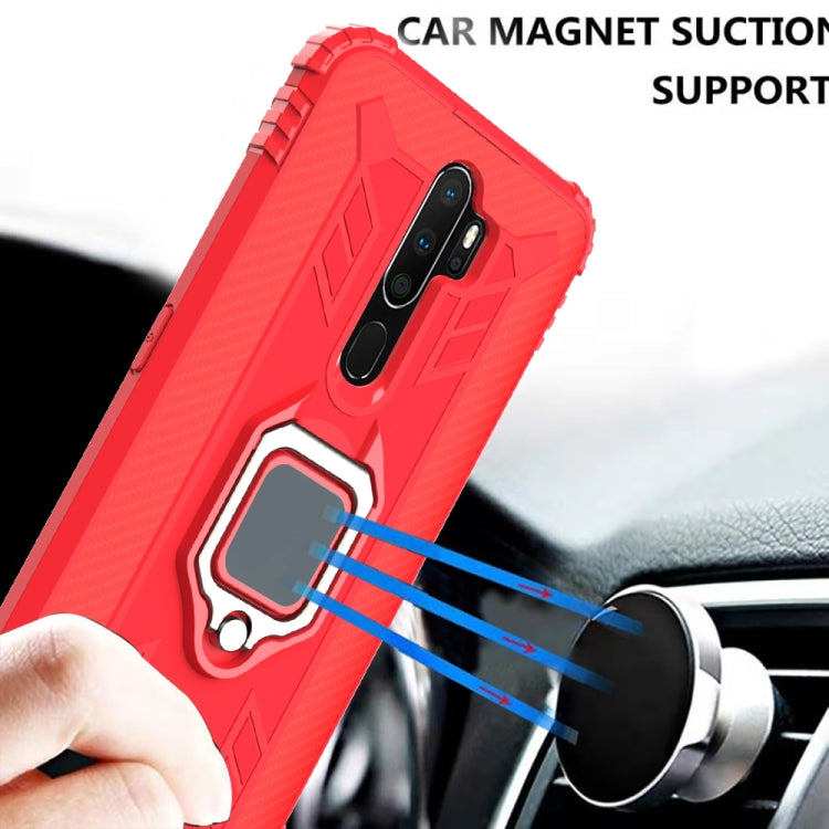 For OPPO A9(2020) / A11X Carbon Fiber Protective Case with 360 Degree Rotating Ring Holder