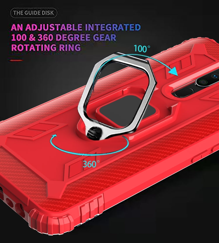 For OPPO A9(2020) / A11X Carbon Fiber Protective Case with 360 Degree Rotating Ring Holder