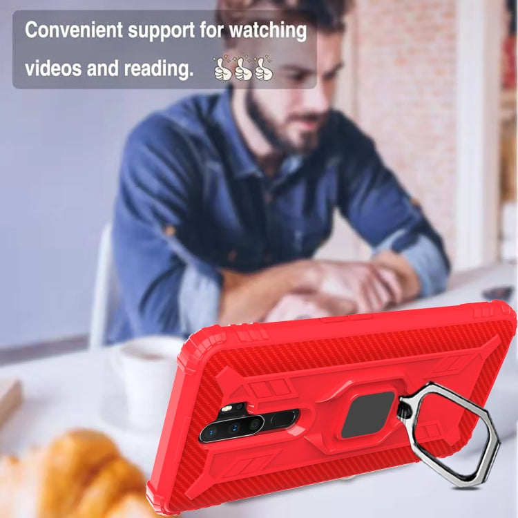 For OPPO A9(2020) / A11X Carbon Fiber Protective Case with 360 Degree Rotating Ring Holder