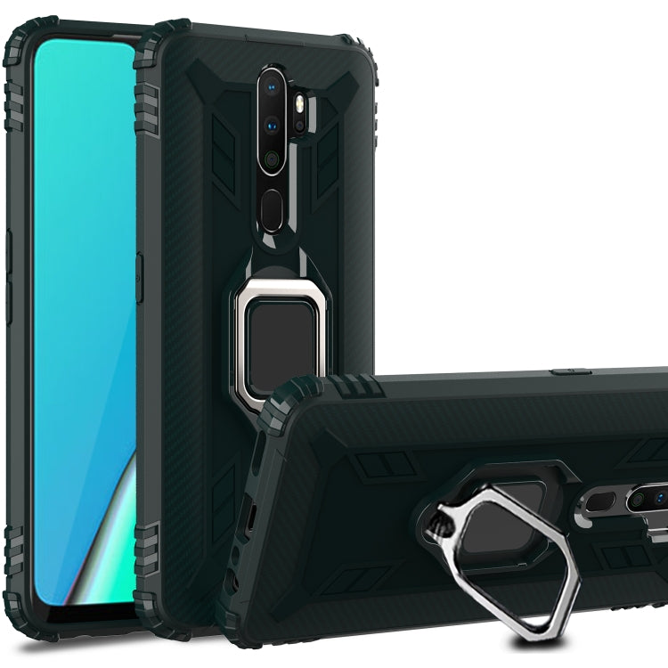 For OPPO A9(2020) / A11X Carbon Fiber Protective Case with 360 Degree Rotating Ring Holder