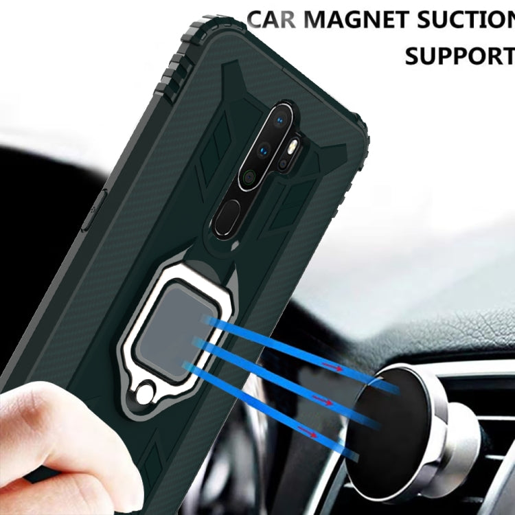 For OPPO A9(2020) / A11X Carbon Fiber Protective Case with 360 Degree Rotating Ring Holder