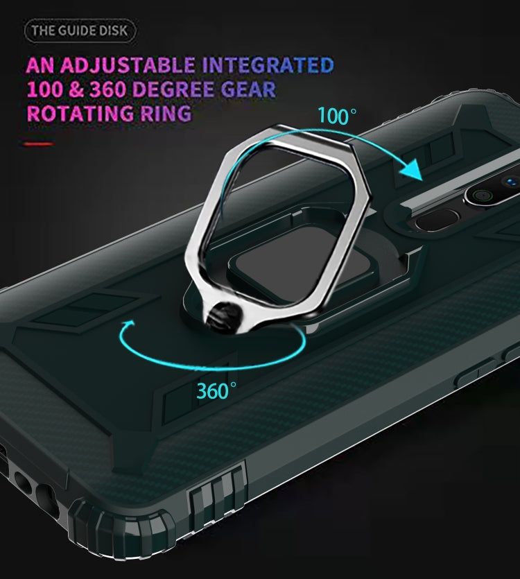 For OPPO A9(2020) / A11X Carbon Fiber Protective Case with 360 Degree Rotating Ring Holder