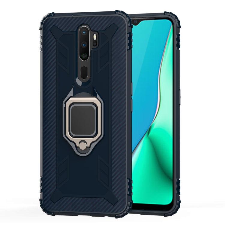 For OPPO A9(2020) / A11X Carbon Fiber Protective Case with 360 Degree Rotating Ring Holder