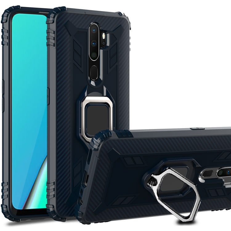 For OPPO A9(2020) / A11X Carbon Fiber Protective Case with 360 Degree Rotating Ring Holder
