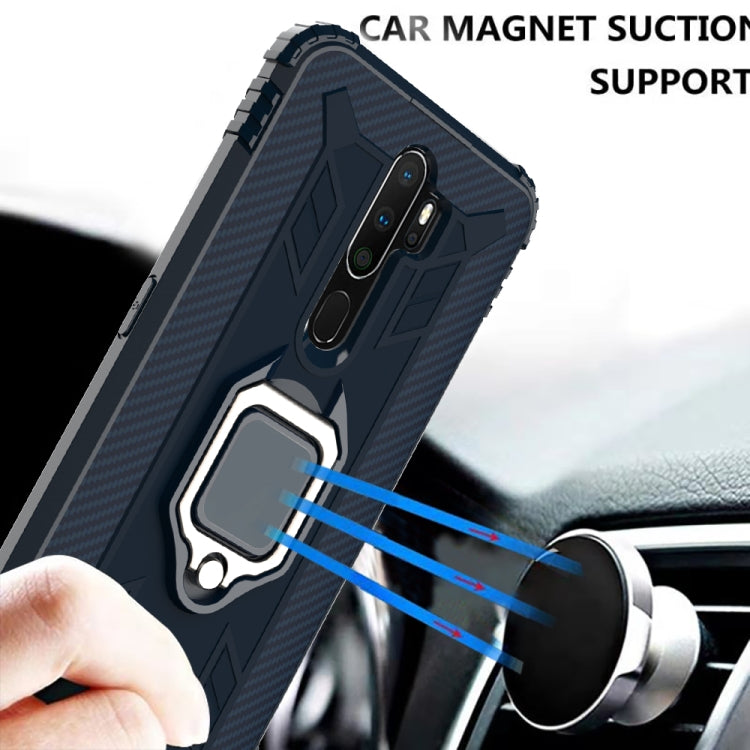 For OPPO A9(2020) / A11X Carbon Fiber Protective Case with 360 Degree Rotating Ring Holder