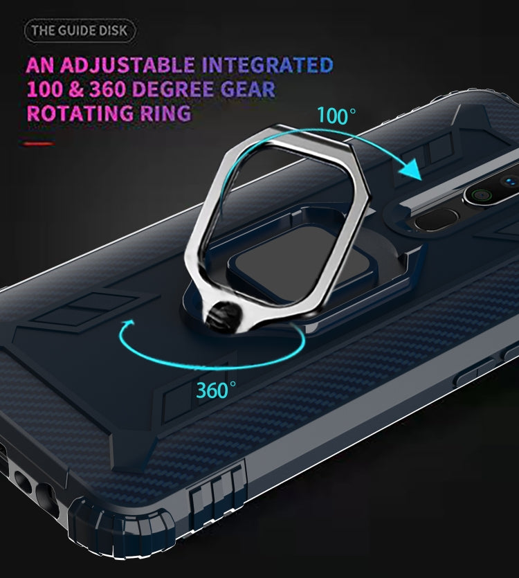 For OPPO A9(2020) / A11X Carbon Fiber Protective Case with 360 Degree Rotating Ring Holder