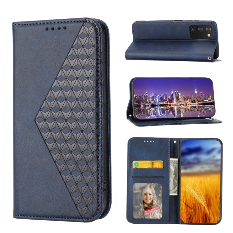 For Xiaomi Redmi Note 11S 5G Cubic Grid Calf Texture Magnetic Closure Leather Phone Case