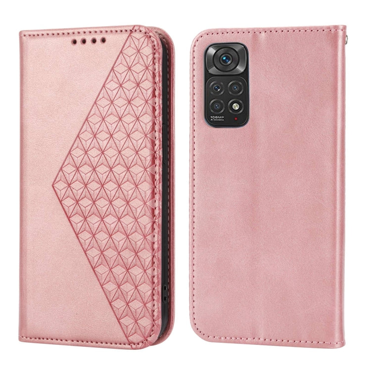 For Xiaomi Redmi Note 11 Pro 4G Cubic Grid Calf Texture Magnetic Closure Leather Phone Case