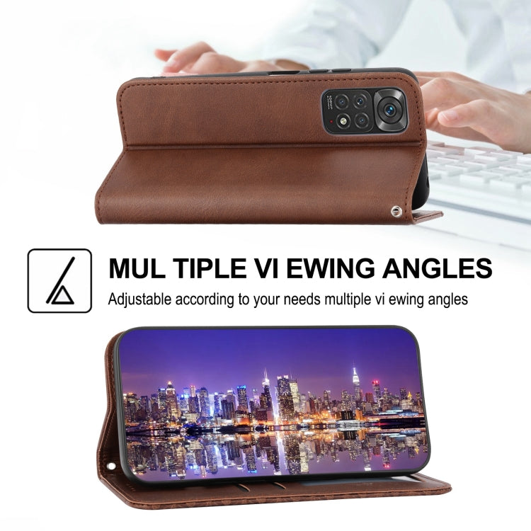 For Xiaomi Redmi Note 11T Pro Cubic Grid Calf Texture Magnetic Closure Leather Phone Case