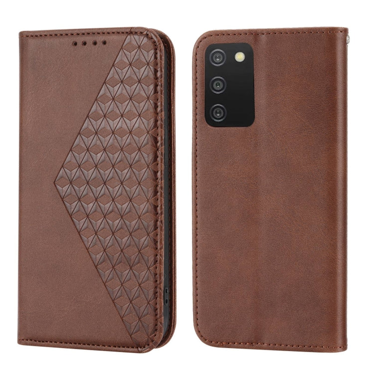 For Realme 9i Cubic Grid Calf Texture Magnetic Closure Leather Phone Case