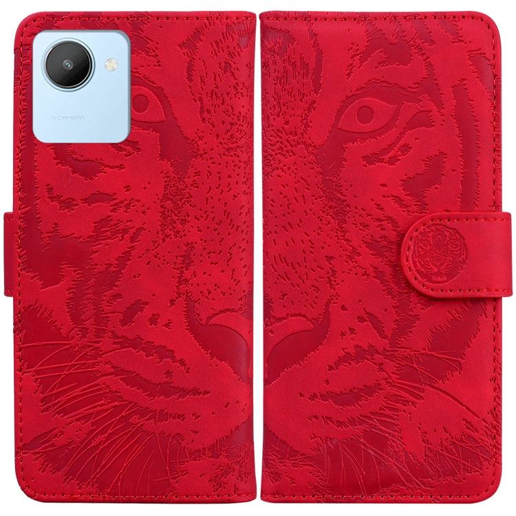 For Realme C30 Tiger Embossing Pattern Flip Leather Phone Case