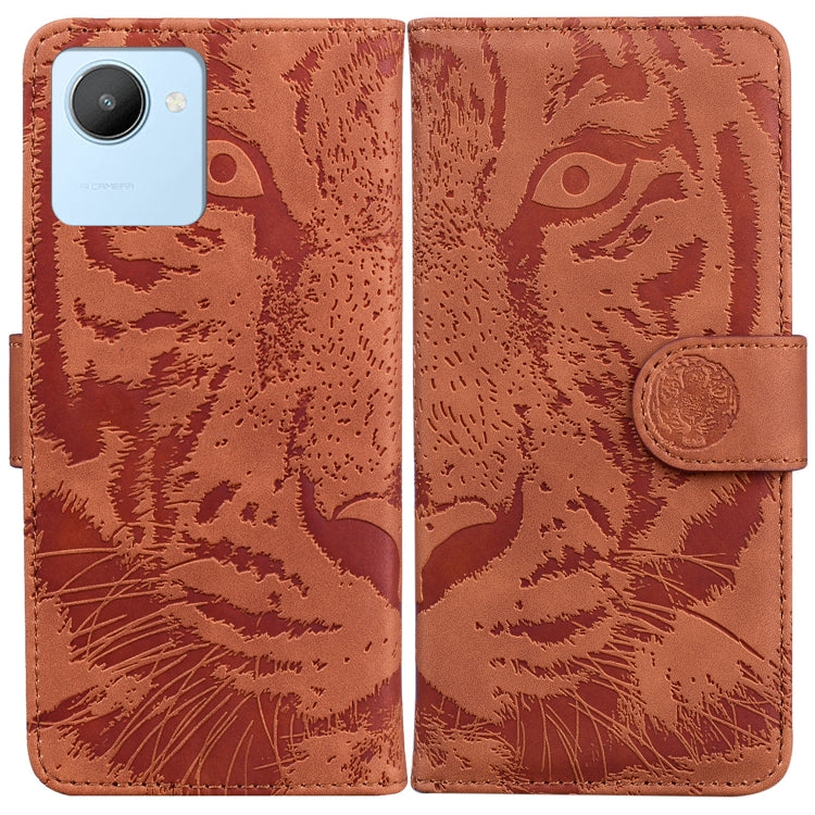 For Realme C30 Tiger Embossing Pattern Flip Leather Phone Case