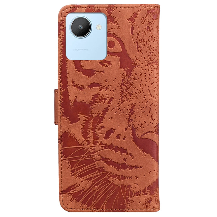 For Realme C30 Tiger Embossing Pattern Flip Leather Phone Case