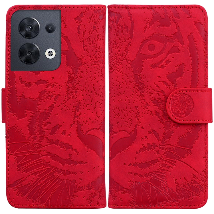 For OPPO Reno8 Tiger Embossing Pattern Flip Leather Phone Case