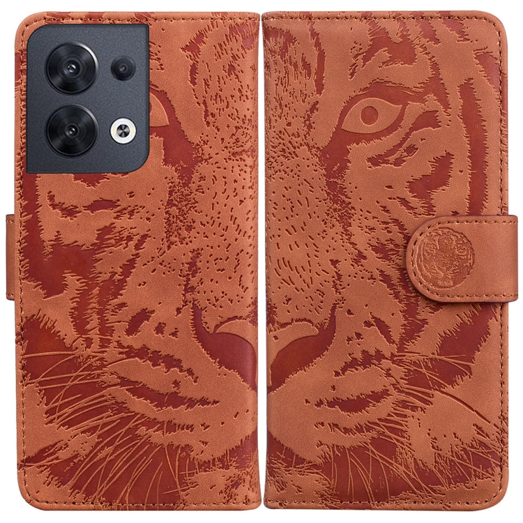 For OPPO Reno8 Tiger Embossing Pattern Flip Leather Phone Case