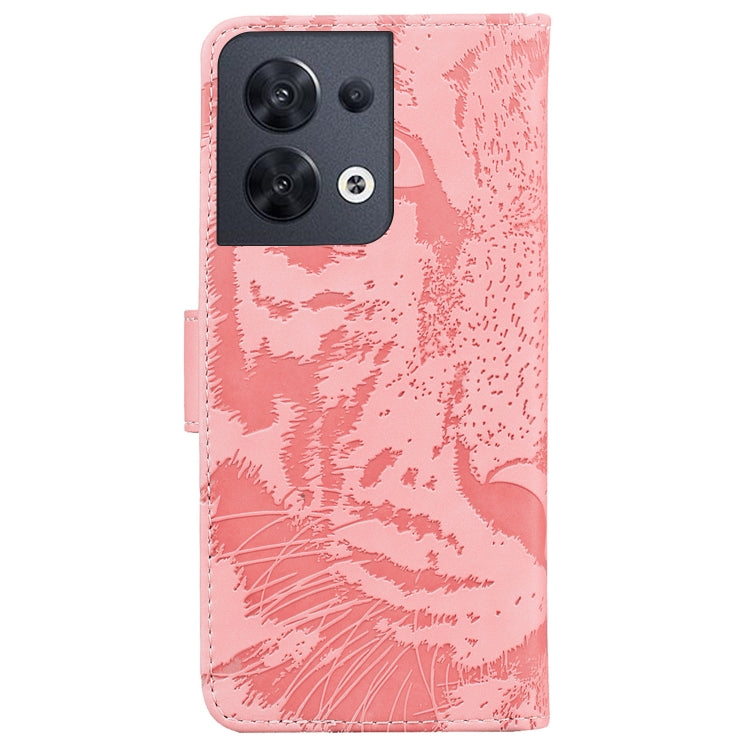 For OPPO Reno8 Tiger Embossing Pattern Flip Leather Phone Case