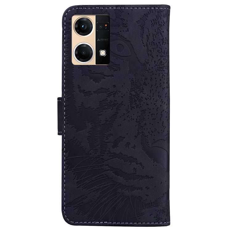 For OPPO Reno7 4G Tiger Embossing Pattern Flip Leather Phone Case