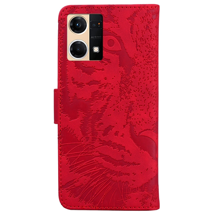 For OPPO Reno7 4G Tiger Embossing Pattern Flip Leather Phone Case