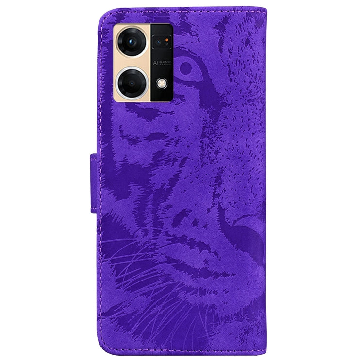 For OPPO Reno7 4G Tiger Embossing Pattern Flip Leather Phone Case