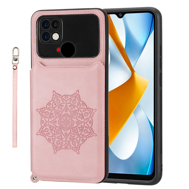 For Xiaomi Poco C40 Mandala Embossed Phone Case with Holder