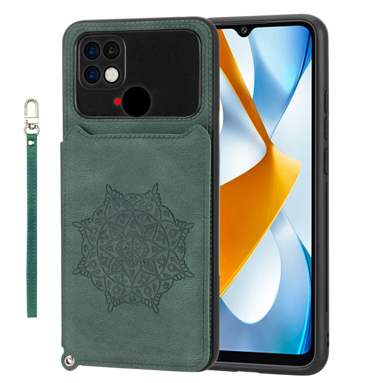 For Xiaomi Poco C40 Mandala Embossed Phone Case with Holder