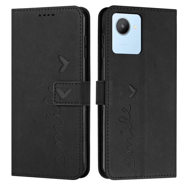 For Realme C30 Skin Feel Heart Pattern Leather Phone Case