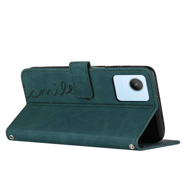 For Realme C30 Skin Feel Heart Pattern Leather Phone Case