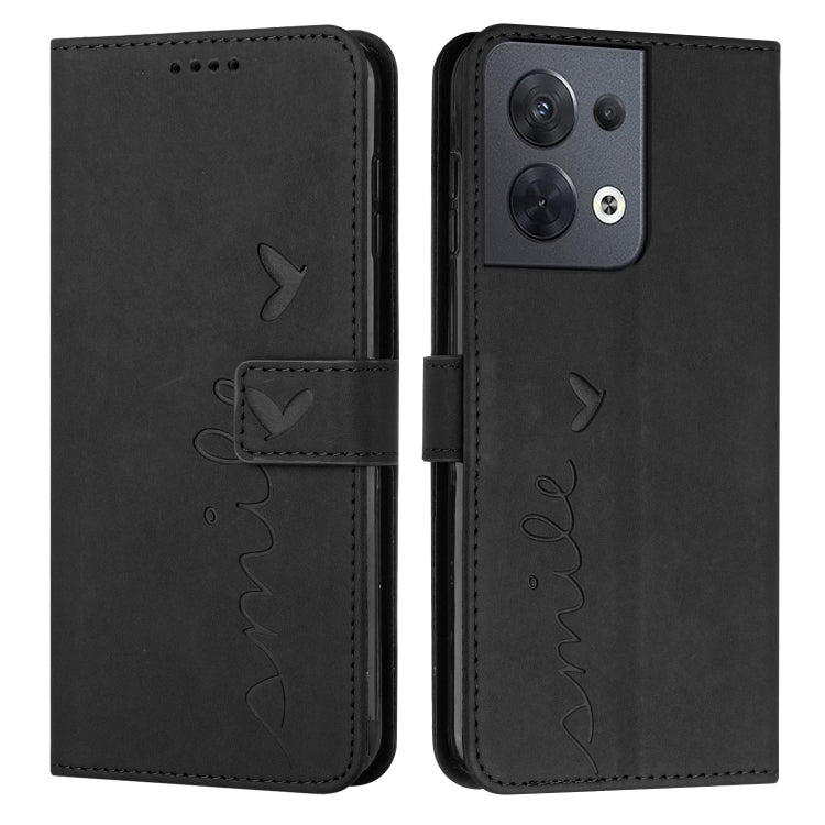 For OPPO Reno8 Skin Feel Heart Pattern Leather Phone Case