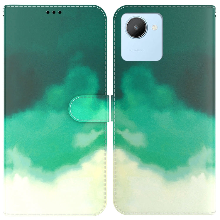 For Realme C30 Watercolor Pattern Flip Leather Phone Case