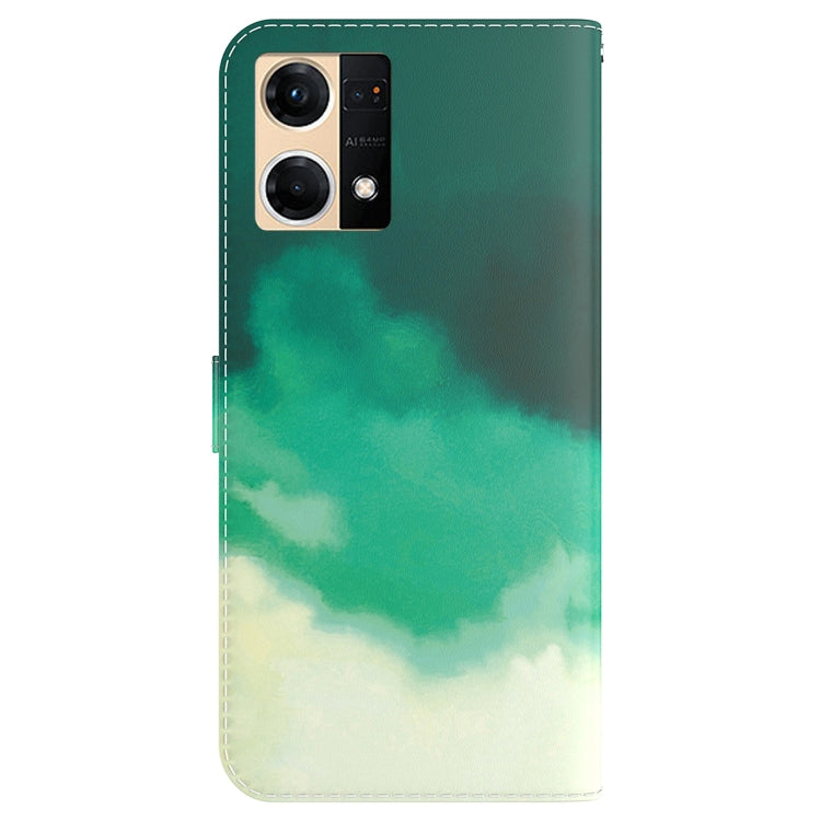 For OPPO Reno7 4G Watercolor Pattern Flip Leather Phone Case