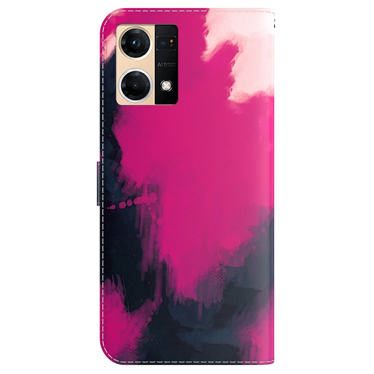 For OPPO Reno7 4G Watercolor Pattern Flip Leather Phone Case