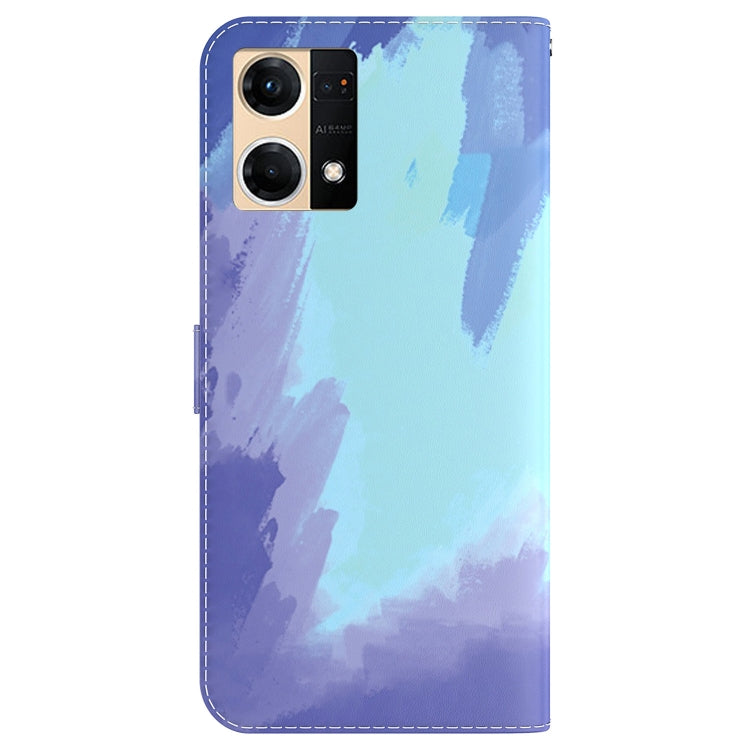 For OPPO Reno7 4G Watercolor Pattern Flip Leather Phone Case