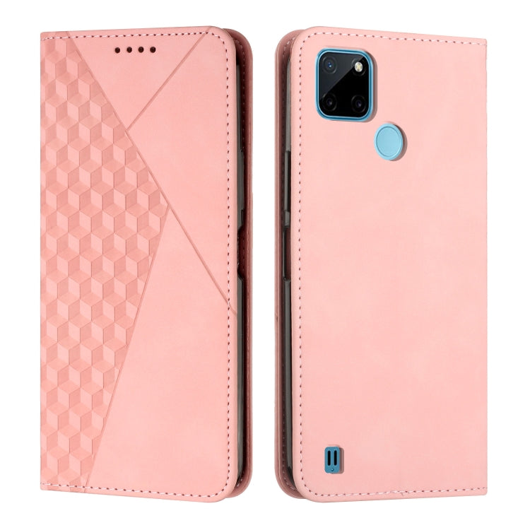 For Realme C21Y/C25Y Diamond Splicing Skin Feel Magnetic Leather Phone Case