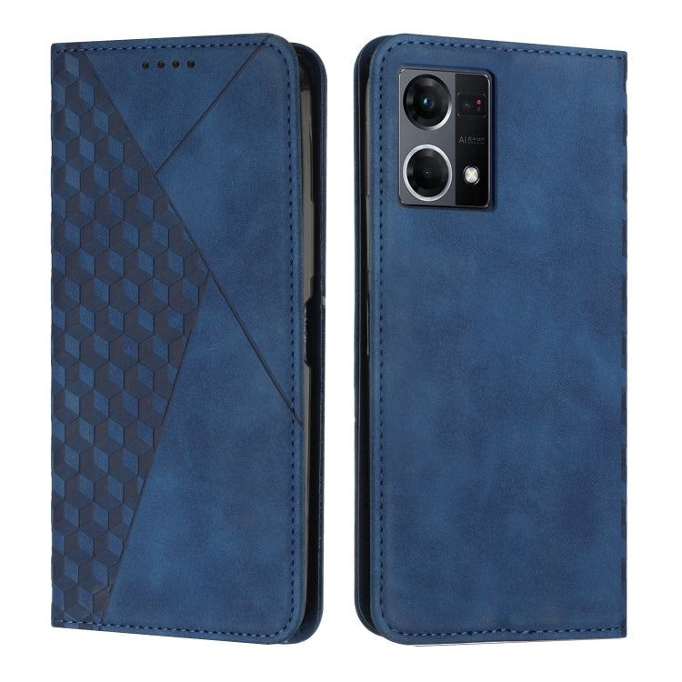 For OPPO Reno7 4G Global/F21 Pro 4G Diamond Splicing Skin Feel Magnetic Leather Phone Case
