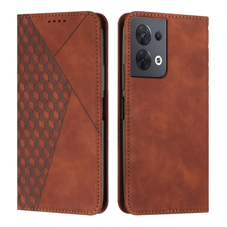 For OPPO Reno8 5G/Reno8 5G Global Diamond Splicing Skin Feel Magnetic Leather Phone Case