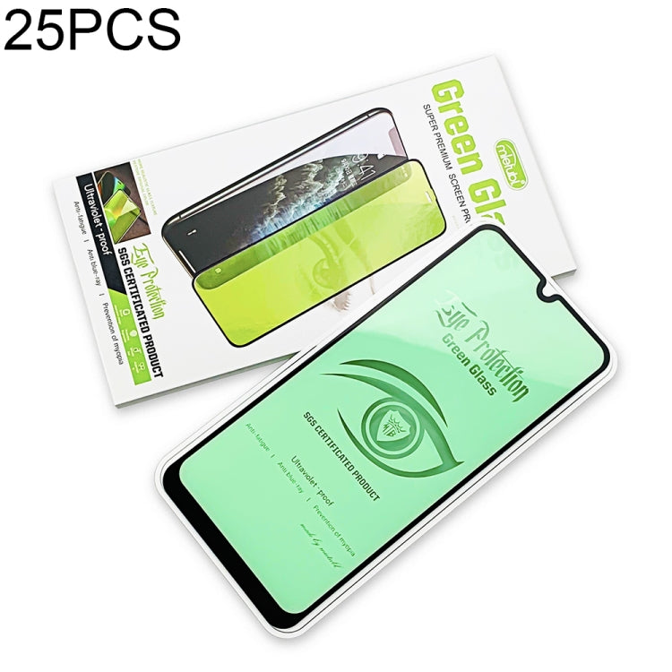 25 PCS MIETUBL 9H Hardness Eye-caring Anti-glare Green Light Tempered Glass Film for Galaxy A30 / A50 / M30 / A20