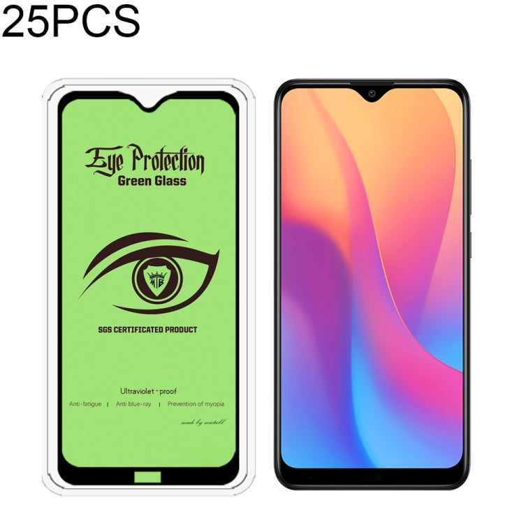 25 PCS MIETUBL 9H Hardness Eye-caring Anti-glare Green Light Tempered Glass Film for Xiaomi Redmi 8 / 8A