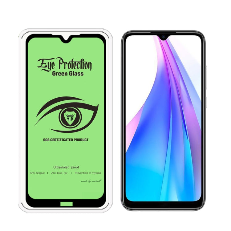 25 PCS MIETUBL 9H Hardness Eye-caring Anti-glare Green Light Tempered Glass Film for Xiaomi Redmi Note 8T